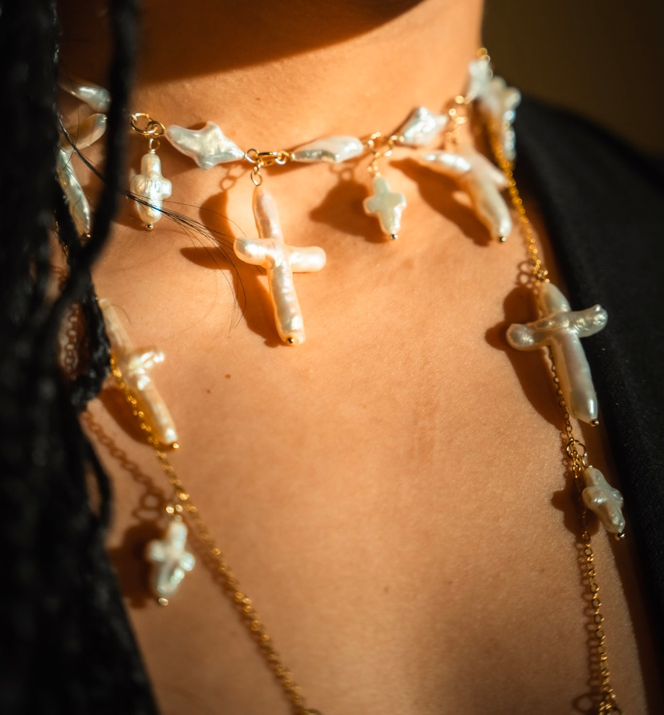 LAYERED CROSS NECKLACE