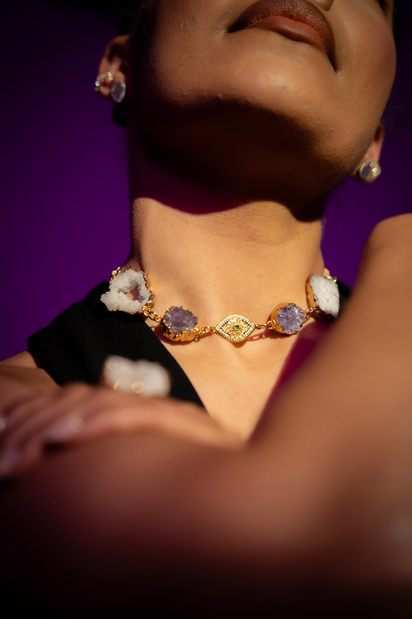 EVIL EYE AMETHYST CHOKER